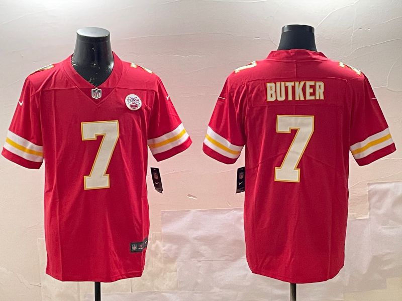 Men Kansas City Chiefs 7 Butker Red Second generations 2025 Nike Limited NFL Jersey style 1